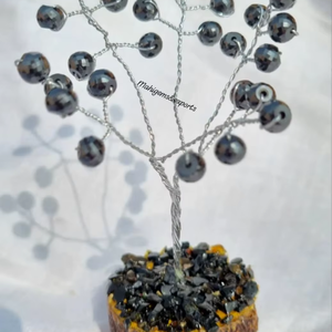 Árbol de la vida hecho a mano con 6 mm (25 cuentas) de moissanita negra para decoración del hogar, regalo para ella/él. - Product Image 1