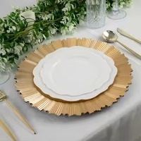 Assiette de présentation en métal doré de qualité alimentaire, écologique et attrayante, pour la mise en table des restaurants, assiette de base de luxe pour la décoration de banquets