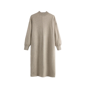 เสื้อสเวตเตอร์เดรสยาวคุณภาพสูงสำหรับผู้หญิง ผ้าฝ้ายถักเนื้อนุ่ม ระบายอากาศได้ดี เหมาะสำหรับใส่ลำลองในฤดูหนาว รับสกรีนโลโก้ - Product Image 4