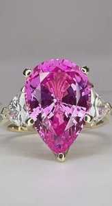 Creative <b>Craft</b> Moissanite Pink Sapphire 5CT Pear Cut Three Stone <b>Ring</b> Original 925 Silver Fine Modern Style Gift For Birthdays - Product Image 3