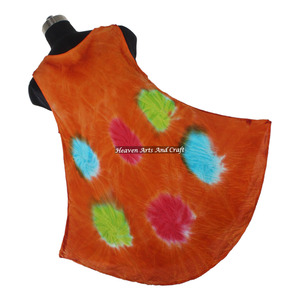 Robe parapluie en rayonne pour femme, style indien, motif tie-dye coloré, tenue de plage - Product Image 1
