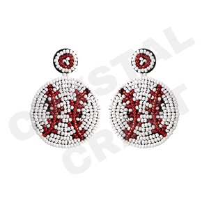 Multiple <b>Colors</b> <b>Beaded</b> Soccer Ball Earrings Sports Game Day Statement Stud Drop Earring for Women and Girls Different Team <b>Color</b> - Product Image 4