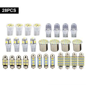 28 piezas blanco Combo LED Auto Interior iluminación Kit coche mapa cúpula puerta maletero y matrícula bombillas - Product Image 5