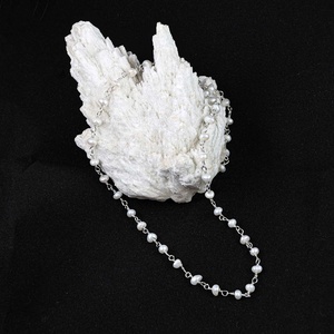 3-4mm Natural Freshwater Pearl Smooth Rondelle Necklace <b>Rosary</b> Chain 925 Silver Wire Wrapped Link Chain Necklace Finding - Product Image 3