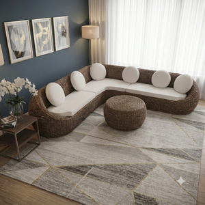 Luxury Handwoven Wicker Rattan Curved Sectional Outdoor Sofa Set Modern Eco-Friendly Living Room Villa Patio Lounge Furniture - Product Image 6