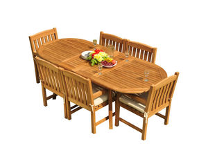 Juego de Comedor de Jardín de Madera Maciza de Teca Reciclada de Diseño Moderno y Duradero para 7 Personas, para Uso en Exteriores en Villas y Apartamentos - Product Image 1