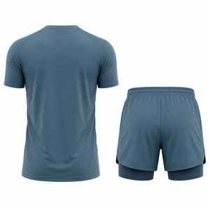 Ensemble de t-shirt et short de course athlétique pour hommes, vêtements de sport, entraînement en salle de sport, fitness, entraînement, maille légère, séchage rapide, respirant - Product Image 2