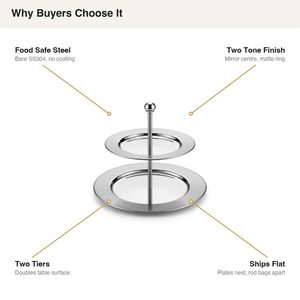 Handmade SS304 Two Tone Steel Zarina 28 cm Mirror Matte Buffet <b>Riser</b> Food Safe Cheese Tools for Home Decor Hotels Weddings - Product Image 4