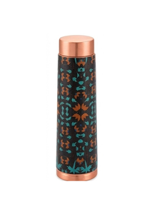 Handcrafted 100% Pure Copper Copper Water Bottle <b>Floral</b> Design Portable Travel Drinkware With Lid - Product Image 5