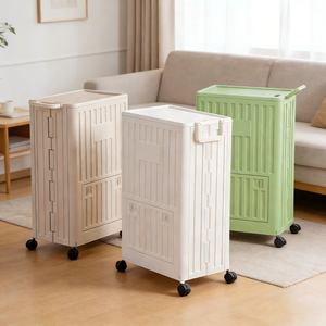 Large Capacity <strong>Rectangle</strong> Injection Molded Foldable Plastic Storage Box with Wheels Stackable Home Organizer <strong>Bin</strong> (70L-80L) - Product Image 5