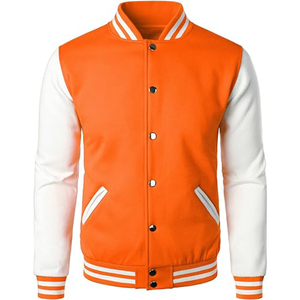 Baseball Varsity <b>Jacket</b> for <b>Men</b> Custom Wholesale Print Logo Blank Plain Wool Black Unisex Patchwork Stand Collar - Product Image 1