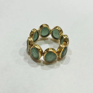 Geometric Natural Emerald Pear Cut <b>Cluster</b> Ring 18K Gold Plated Bezel Setting Vintage Unisex Everyday Wear - Product Image 3