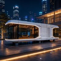 Capsule spatiale mobile futuriste, maison intelligente, bureau préfabriqué avec système de vie intelligent