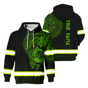 Skull Hi Vis Hoodie <b>Reflective</b> Safety Workwear Green Color Construction Safety <b>Reflective</b> Hoodie <b>Tops</b> Fleece Hoodies - Product Image 1