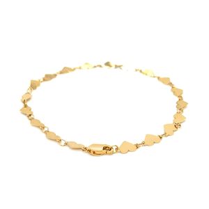 Bracciale a catena con maglie a cuore a specchio in oro giallo 14k da 7 pollici, gioielli alla moda - Product Image 3