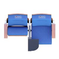 Chaise moderne EVO8607B pour auditorium, tissu bleu, plastique, bois, taille standard pour église, école, hôpital, salle de conférence, prix de gros