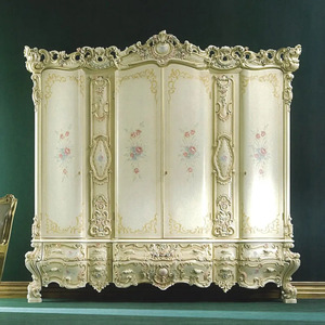 Royal Solid Teak Wood Bedroom Furniture Set Luxury Cream White Gold Carved King <b>Size</b> <b>Bed</b> 2 Nightstands Villa Master Suite - Product Image 5