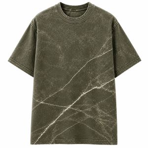 T-shirt Homme Oversize à Manches Courtes avec Imprimé Marbré Col Rond Sportif 100% Coton Jersey Lavé pour Séchage Rapide Imprimé Numérique - Product Image 3