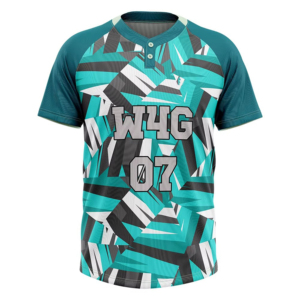 Baseball Jersey Green Camouflage Print Moisture Wicking 100% <b>Polyester</b> Men's Short Sleeve Regular Fit - Product Image 4