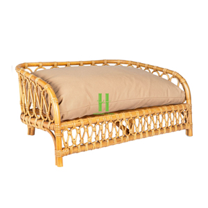 High Quality Customized OEM Indoor Cat <b>Bed</b> Handmade Rattan Cotton Pet Cage Animal Pattern Snap Button Belt Direct Wholesale HNH - Product Image 5