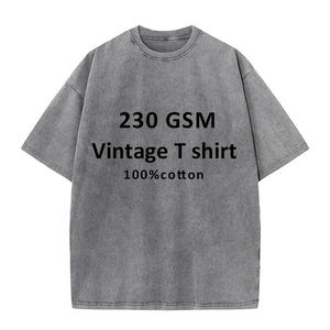 Camiseta de algodón vintage con lavado ácido, corte regular, estilo boxy, streetwear, lisa, para hombre, manga corta, top casual, venta al por mayor personalizada - Product Image 5