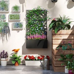 Fioriera da Giardino Zincata con Schermo per la Privacy, Traliccio e Cancello Durevoli per Spazi Esterni - Product Image 6