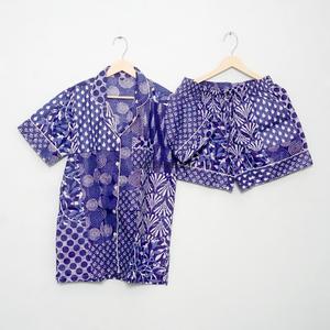 Conjunto de Pijama Casual para Mujer, 100% Algodón Puro, Cuello en V, con Cordón, Manga Corta y Pantalones Cortos, Transpirable, Tallas Grandes - Product Image 3