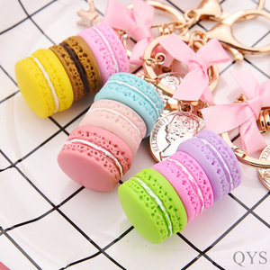 QYS Porte-clés créatif en résine motif macaron, pendentif couleur bonbon nœud et tour Eiffel, cadeau porte-clés - Product Image 6
