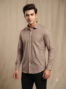 M. Chemise décontractée à manches longues pour homme, imprimé géométrique, col rabattu, parfaite - Product Image 3
