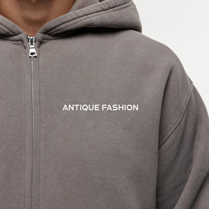 Ensemble sweat à capuche et pantalon de survêtement unisexe en coton 100% uni, style streetwear vintage délavé à l'acide, fabriqué par Antique Fashion - Product Image 3