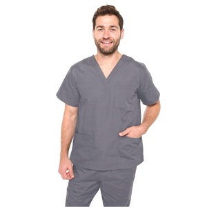 Wholesale Men Medical Scrub <b>Set</b> Hospital Uniform <b>Doctor</b> Nurse Workwear Breathable V-Neck Surgical Suit Dental Clinic Apparel - Product Image 1