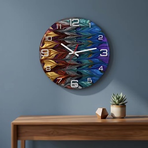 Horloge murale en résine géométrique abstraite, artisanat DIY, mécanique, silencieuse, alimentée par piles, design Art Déco contemporain, salon - Product Image 3