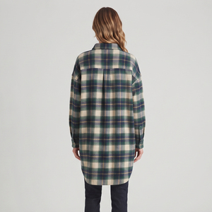 <b>Women</b> Long Sleeve Flannel Button Up <b>Shirt</b> 100% Cotton Drop Shoulder Winter Street Wear Fashion <b>Baggy</b> Plaid Long <b>Shirt</b> Ladies - Product Image 2