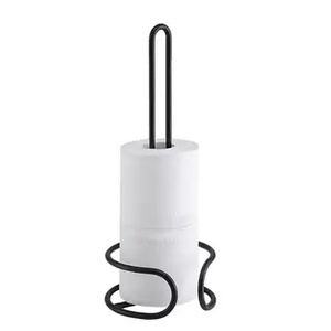 Moderno Soporte Vertical de Papel Higiénico Negro Mate, Dispensador de Rollo de Papel Higiénico de Metal para Baño - Product Image 1