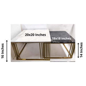 Ensemble de tables basses gigognes de luxe à plateau en marbre et structure en métal doré pour salon, hôtel, mobilier de maison - Product Image 1