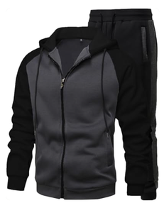 Unisex Color Blocking Tracksuit Hooded Zipper Full Length <b>Sweatshirt</b> And Pants Casual Autumn Wear Breathable Polyester Cotton - Product Image 6