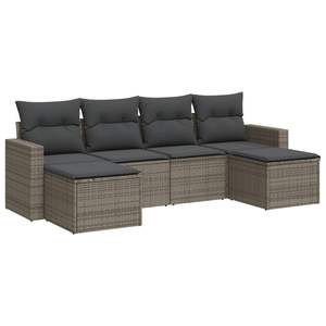6-Piece Adjustable <b>Feet</b> Garden <b>Sofa</b> Set Gray PE Rattan Comfortable and Stylish Outdoor Furniture - Product Image 2
