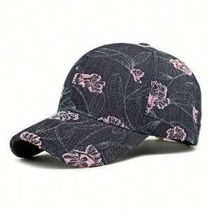 Nueva Gorra de Béisbol con Diseño Étnico y Flores Jacquard para Mujer, Gorra de Sol Deportiva de Mezclilla con Protección Solar - Product Image 4