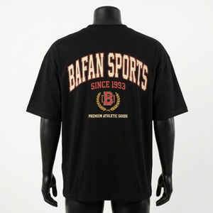 T-shirt homme ample et surdimensionné, jersey de coton lourd 200 GSM, noir, crème, rouge, impression graphique sportive, logo personnalisé - Product Image 2