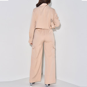 Ensemble assorti veste et pantalon cargo pour femme, multi-poches, streetwear, vêtements de travail, fabrication OEM ODM - Product Image 3