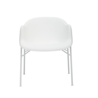 Fauteuil de salle à manger en plastique blanc avec pieds en métal, chaise latérale moderne moulée intégrée pour la maison, le café, le restaurant