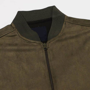 Blouson bomber en cuir PU vert olive pour homme, coupe-vent, fermeture éclair, col montant, veste décontractée pour l'automne - Product Image 4