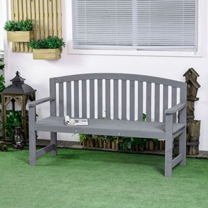 Panca da Esterno in Legno a 2 Posti con Schienale e Braccioli per Giardino, Cortile, Parco, Centro Commerciale o Patio - Product Image 2