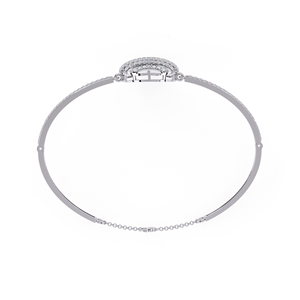 AMBER JEWELS T-760 Unisex 925 <b>Silver</b> Gold Plated Moissanite Cross <b>Bangle</b> <b>Bracelet</b> Brilliant Cut Claw Setting Luxury Party Wear - Product Image 6