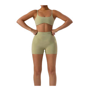 Ensemble de vêtements de sport pour femmes avec logo personnalisé, tenue de fitness, vêtements de sport, soutien-gorge de sport, haut court, leggings, ensemble de yoga sans couture - Product Image 2