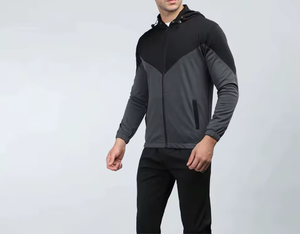 Men’s Zip Up Sports Tracksuit <b>Jacket</b> – <b>Lightweight</b> Color Block Hoodie Gym <b>Running</b> Training Sportswear Custom Logo - Product Image 1