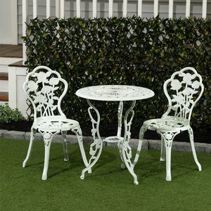 Set di Mobili da Esterno in Alluminio Pressofuso con Design a Rosa, Durevole e Impermeabile per Giardino, Balcone, Bistrot - Product Image 1