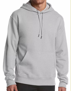 Sweat à capuche personnalisé brodé 100% coton épais gris chiné uni en molleton pour homme – Vente en gros pour la gym - Product Image 4
