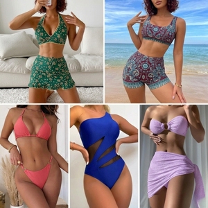 Conjunto de Bikini de Dos Piezas con Banda Elástica de Color Sólido Personalizado, Traje de Baño para Mujer, Precio de Fábrica OEM, Sujetador Triangular Transpirable de Spandex/Poliéster - Product Image 3