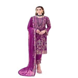 Liquidation vente femmes tenue de soirée robe en mousseline de soie Pakistan Style indien Shalwar Kameez Dupata haute qualité ethnique Design moderne - Product Image 1